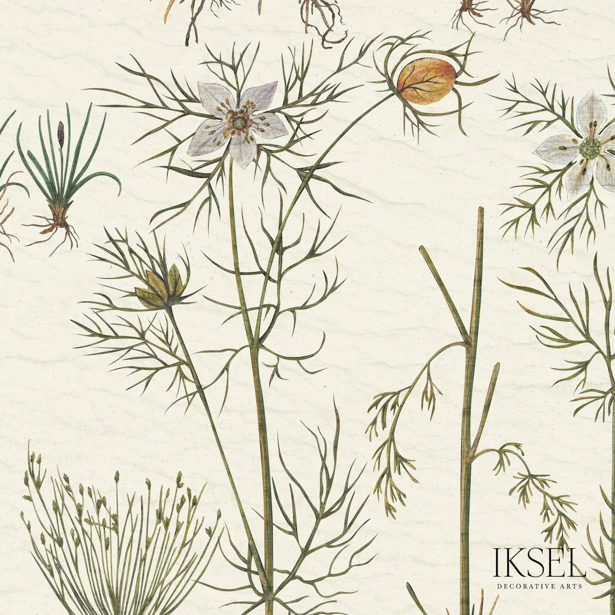 Schumacher RF417CS70 Herbier White fabric swatch
