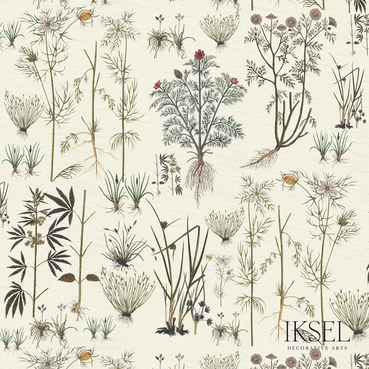 Schumacher RF417CS70 Herbier White fabric swatch