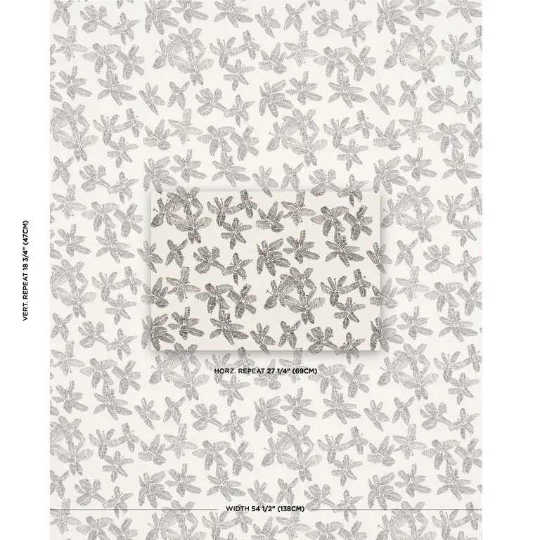 Schumacher 83812 Hibiscus Black & White fabric swatch