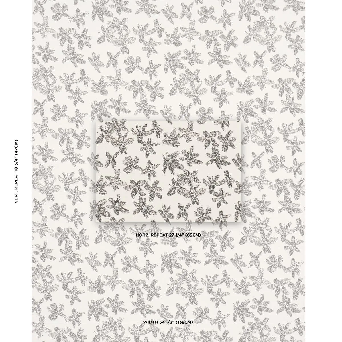 Schumacher 83812 Hibiscus Black & White fabric swatch