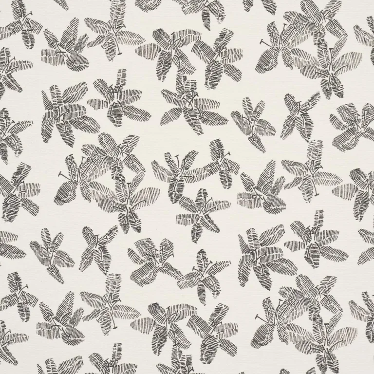Schumacher 83812 Hibiscus Black & White fabric swatch