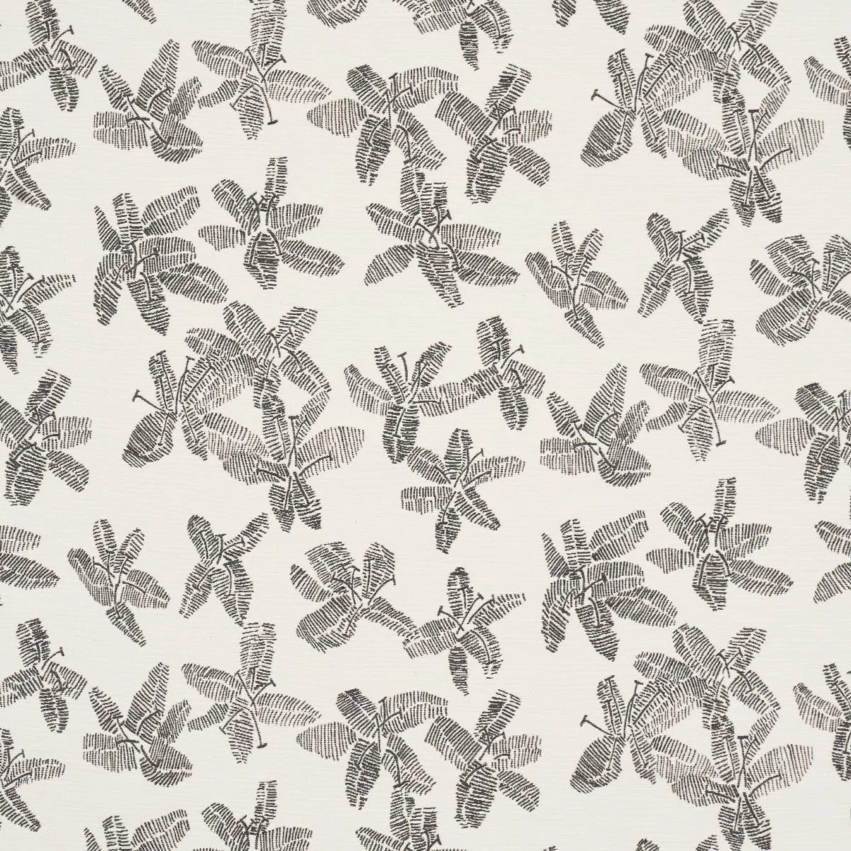 Schumacher 83812 Hibiscus Black & White fabric swatch