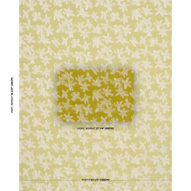 Schumacher 83814 Hibiscus Citron Vert fabric swatch