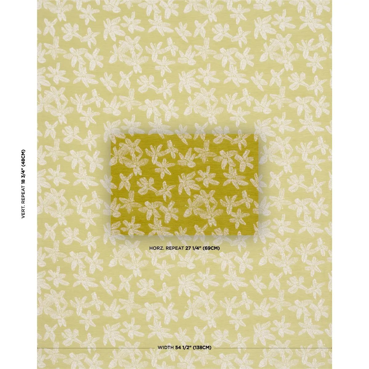 Schumacher 83814 Hibiscus Citron Vert fabric swatch