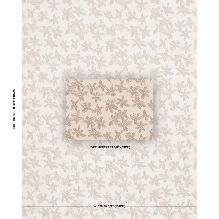 Schumacher 83813 Hibiscus Mistral Sand fabric swatch