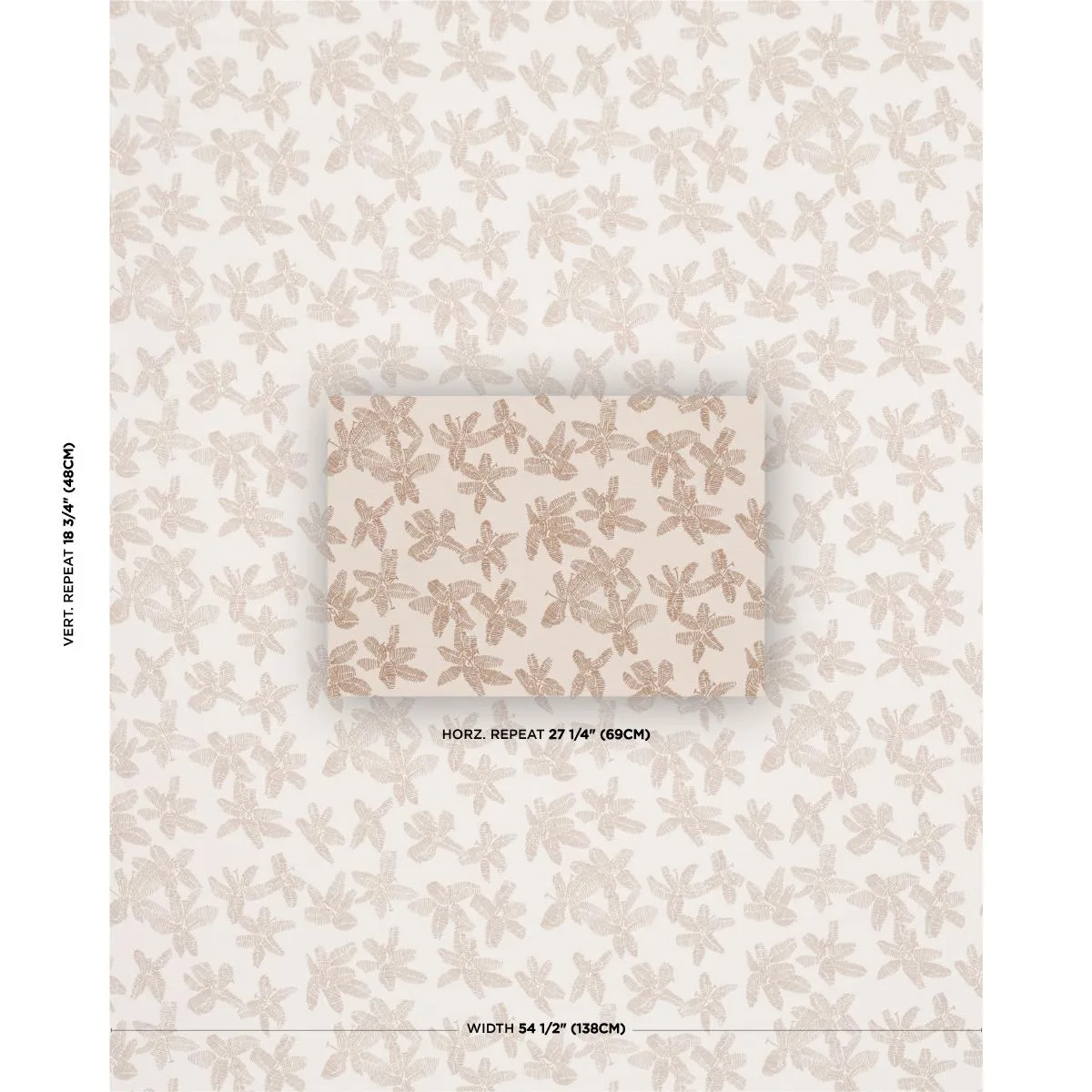 Schumacher 83813 Hibiscus Mistral Sand fabric swatch
