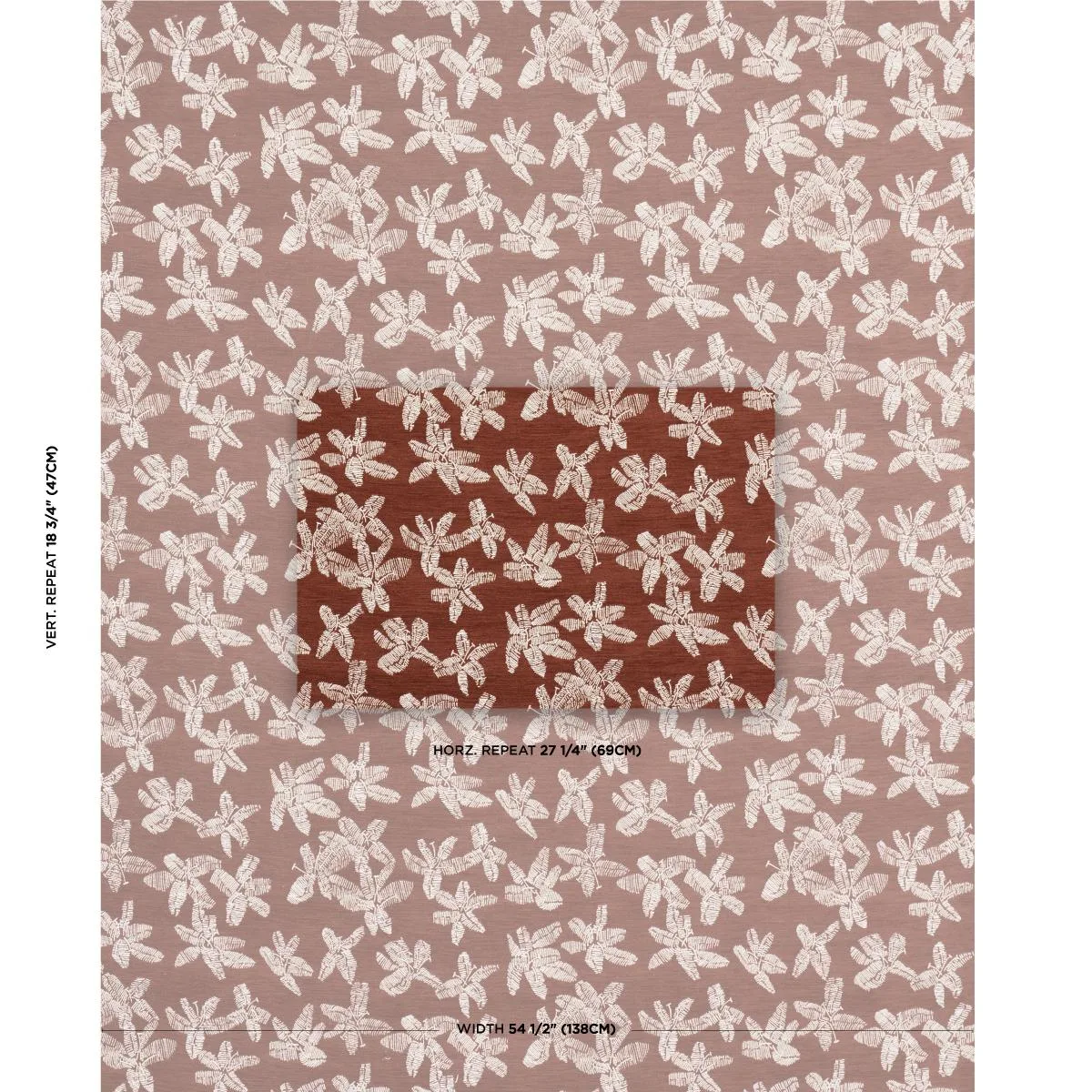 Schumacher 83810 Hibiscus Teak fabric swatch