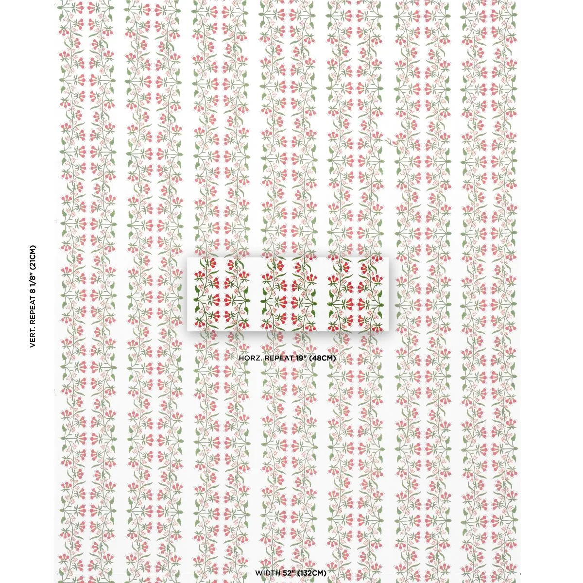 Schumacher 180690 Himalaya Hand-Block Print Pink fabric swatch