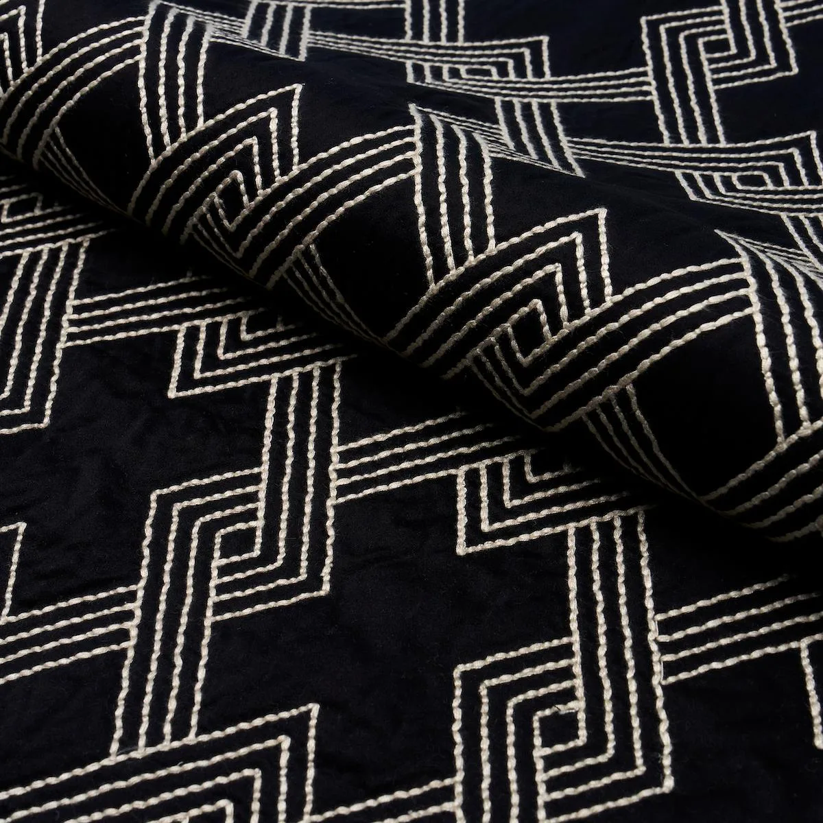 Schumacher 70145 Hix Ebony fabric swatch