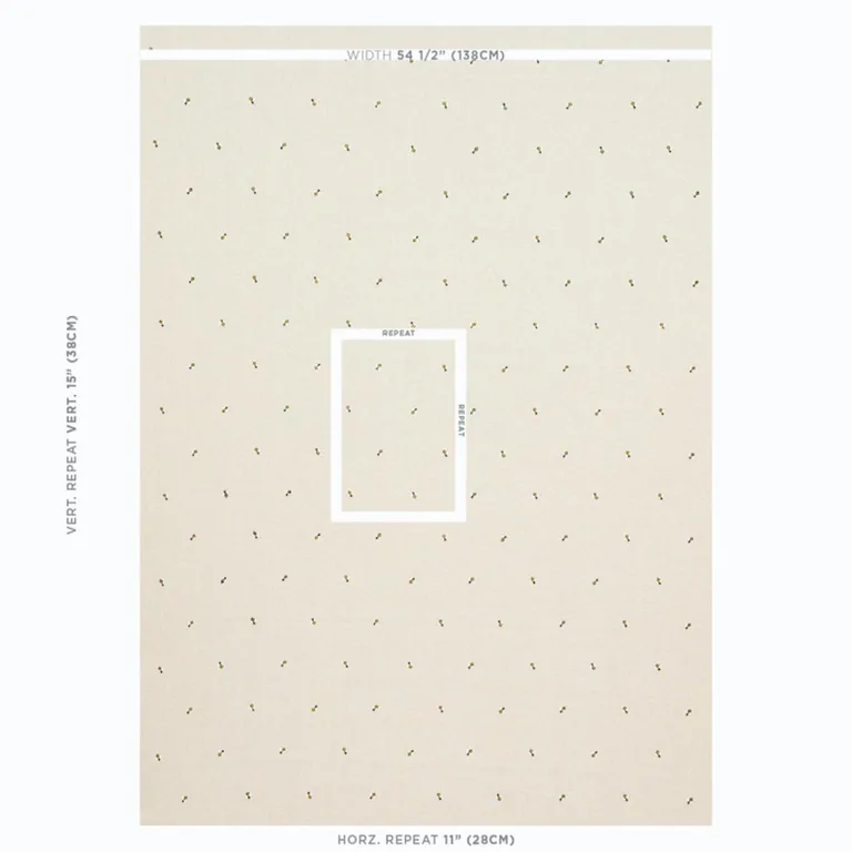 Schumacher 78420 Honey Bee Embroidery Natural fabric swatch