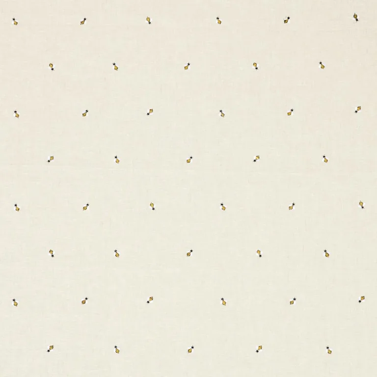 Schumacher 78420 Honey Bee Embroidery Natural fabric swatch