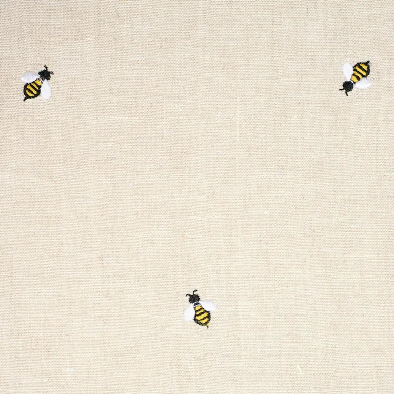 Schumacher 78420 Honey Bee Embroidery Natural fabric swatch