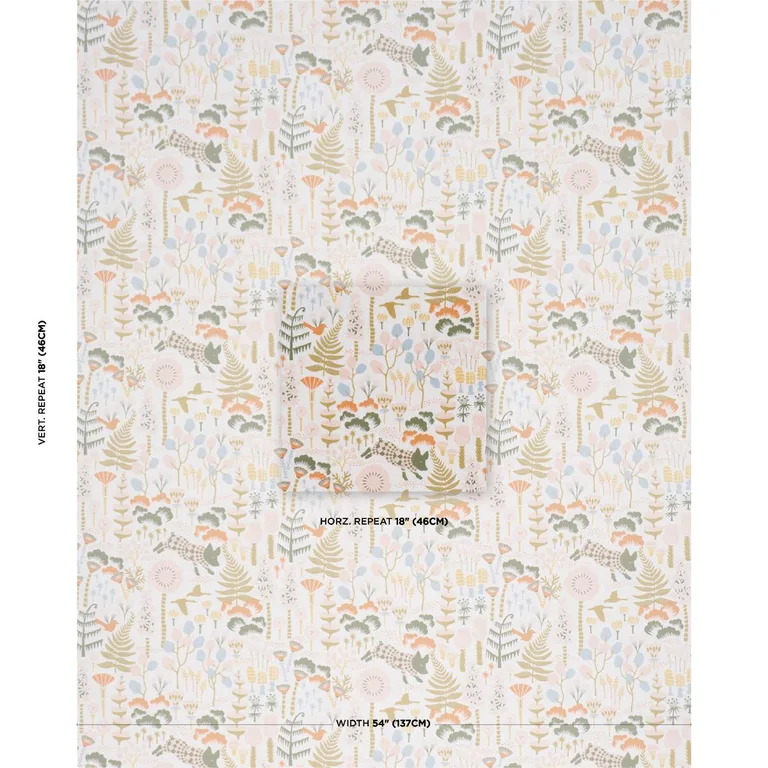Schumacher 183001 Hoppmosse Ivory And Multi fabric swatch