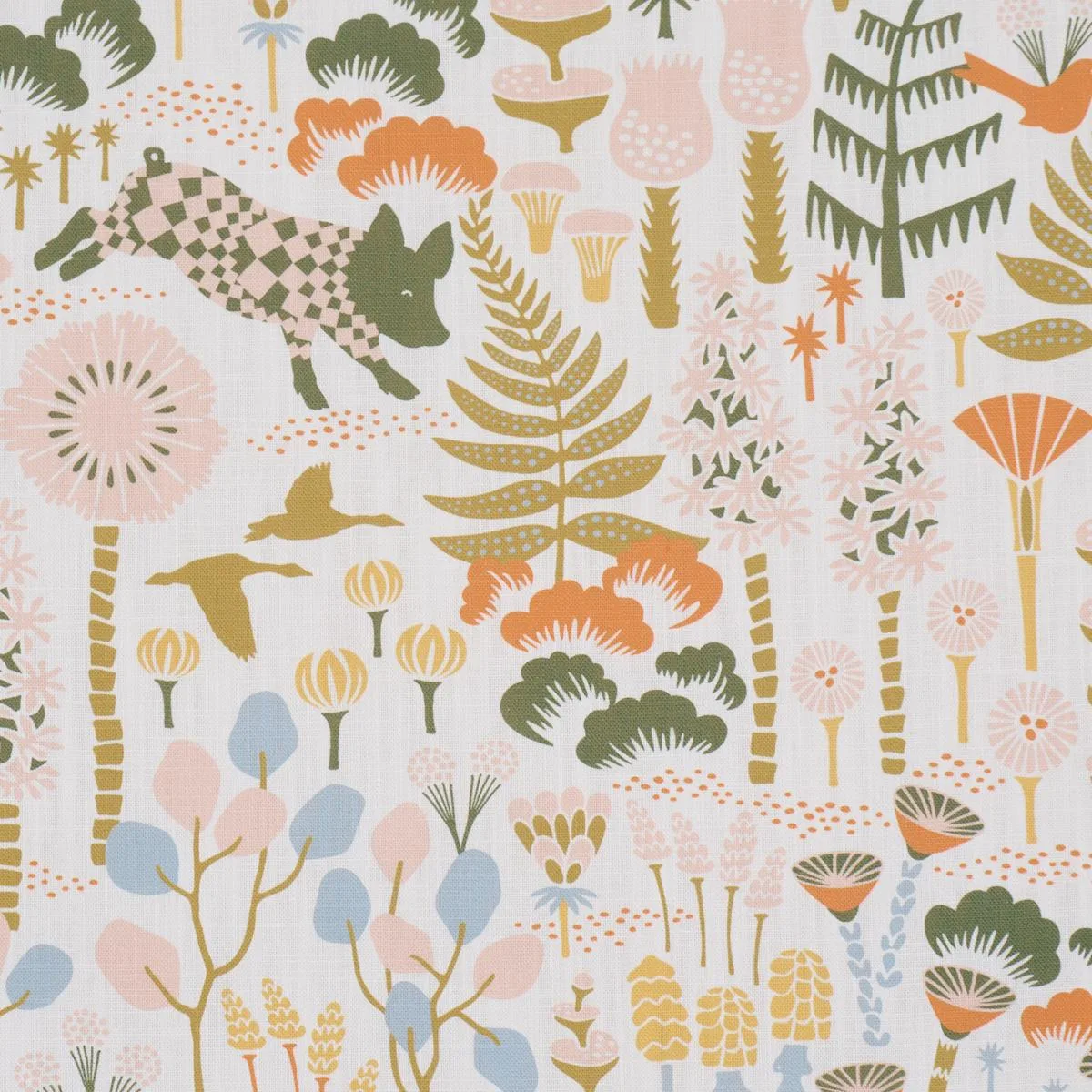 Schumacher 183001 Hoppmosse Ivory And Multi fabric swatch