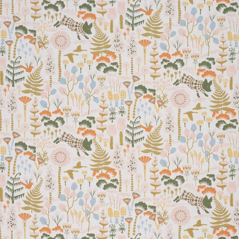 Schumacher 183001 Hoppmosse Ivory And Multi fabric swatch