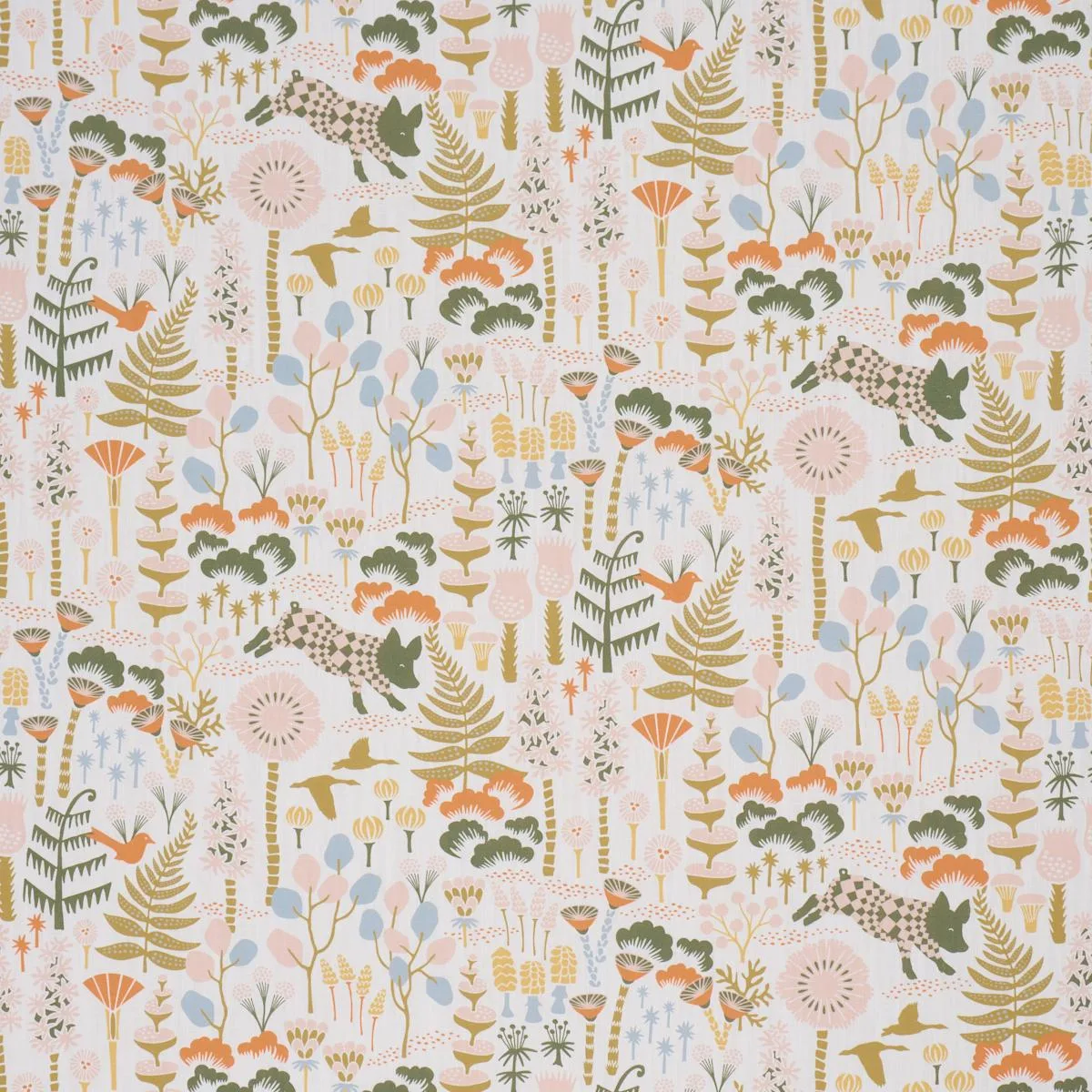 Schumacher 183001 Hoppmosse Ivory And Multi fabric swatch
