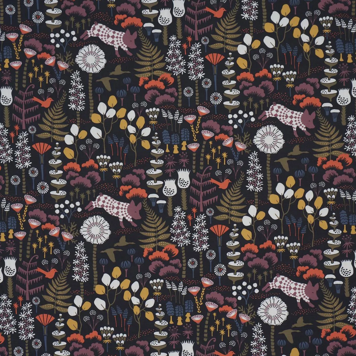 Schumacher 183000 Hoppmosse Midnight fabric swatch