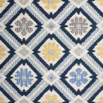 Schumacher 940204 Hospitality Savonnerie In/Out Denim fabric swatch
