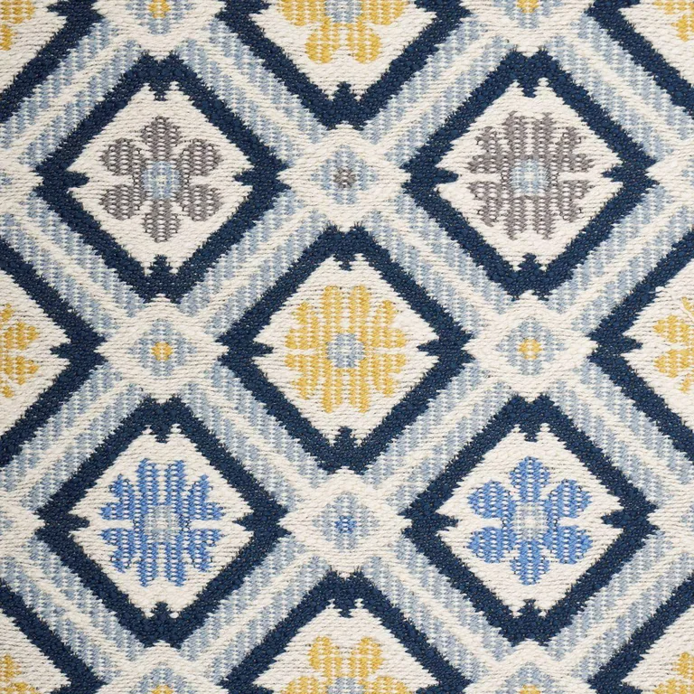 Schumacher 940204 Hospitality Savonnerie In/Out Denim fabric swatch