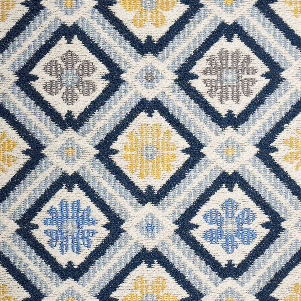Schumacher 940204 Hospitality Savonnerie In/Out Denim fabric swatch