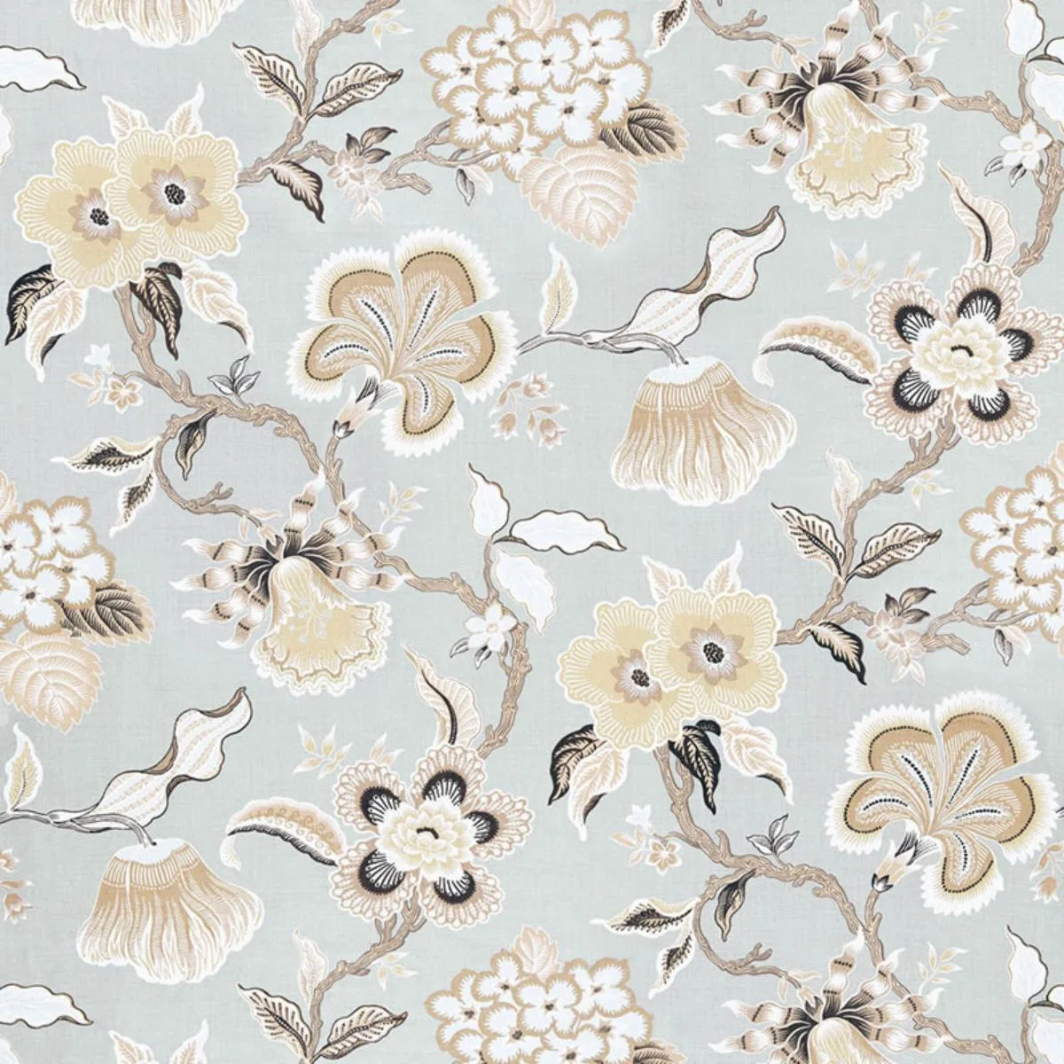 Schumacher 174030 Hothouse Flowers Mineral fabric swatch