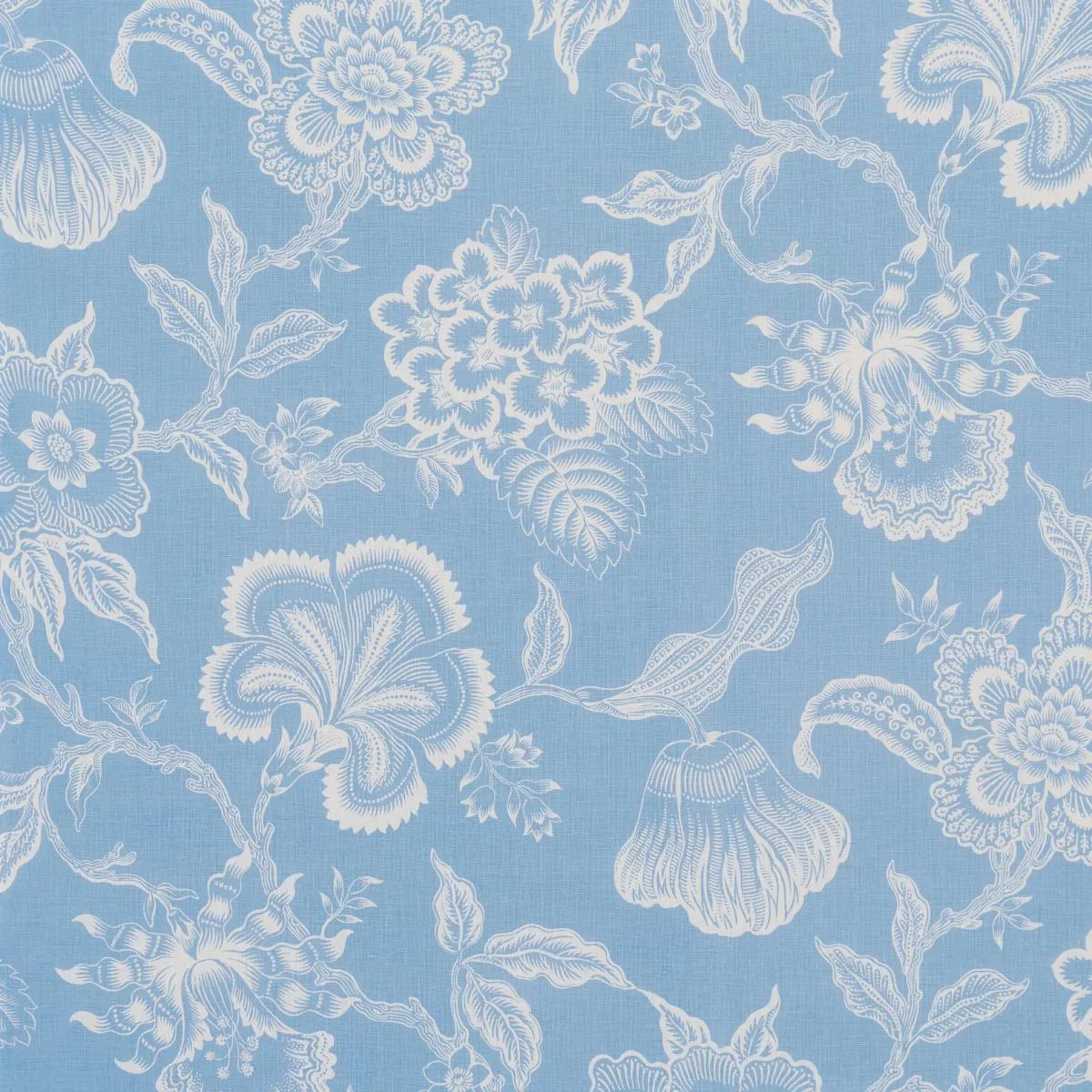 Schumacher 181481 Hothouse Flowers Silhouette Bliss Blue fabric swatch