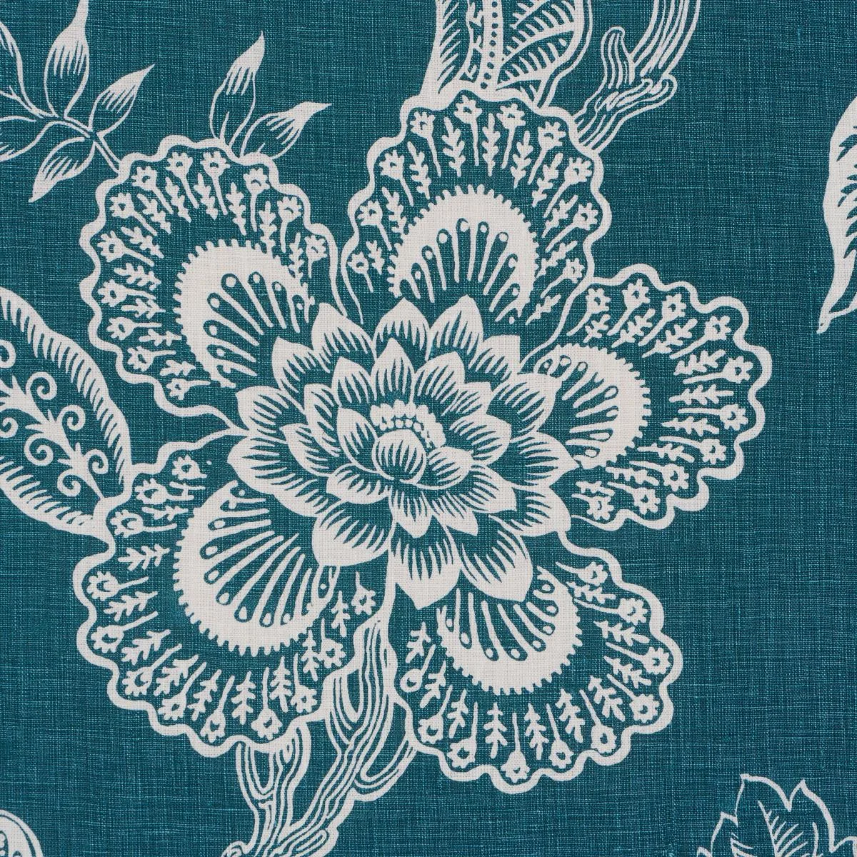 Schumacher 181480 Hothouse Flowers Silhouette Peacock fabric swatch