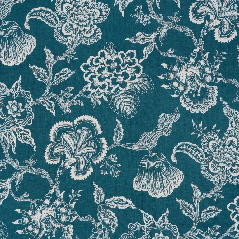 Schumacher 181480 Hothouse Flowers Silhouette Peacock fabric swatch