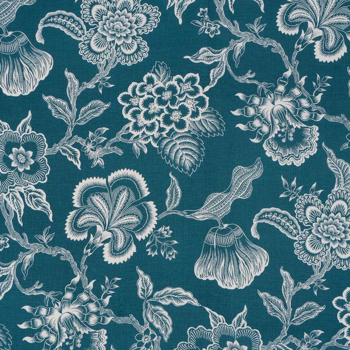 Schumacher 181480 Hothouse Flowers Silhouette Peacock fabric swatch