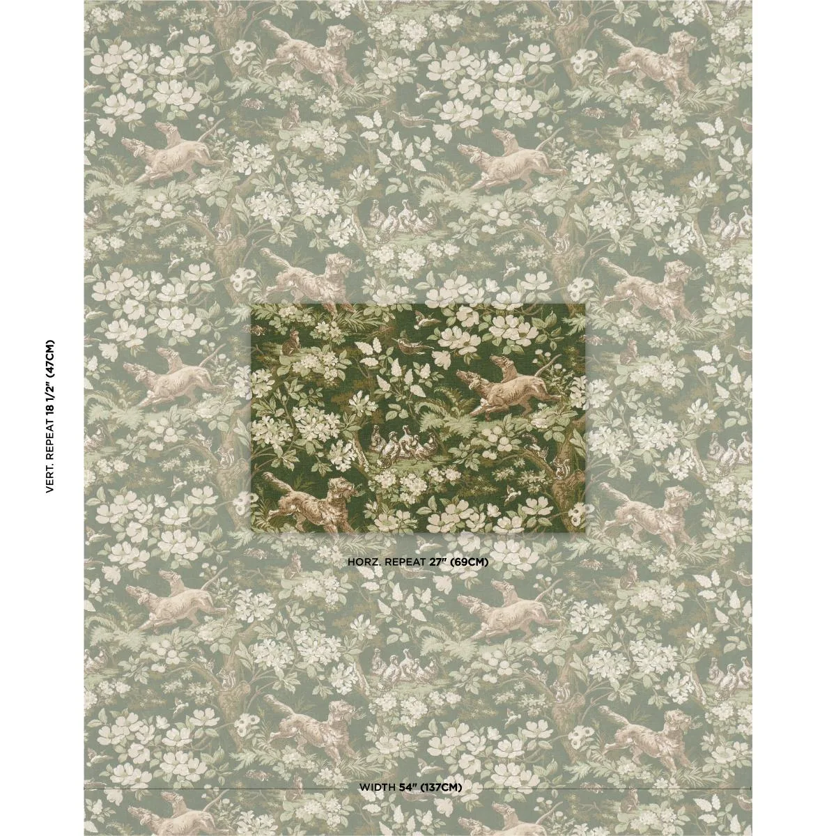 Schumacher 182261 Hound Meadow Forest fabric swatch