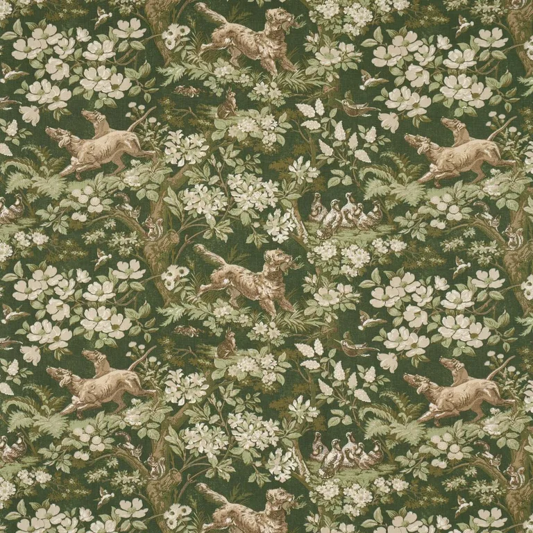 Schumacher 182261 Hound Meadow Forest fabric swatch