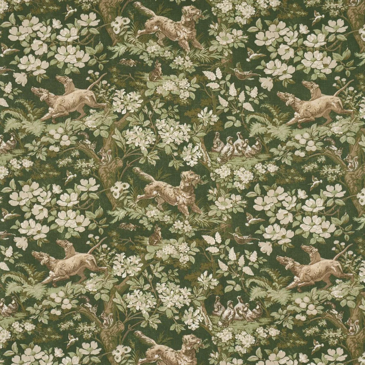 Schumacher 182261 Hound Meadow Forest fabric swatch