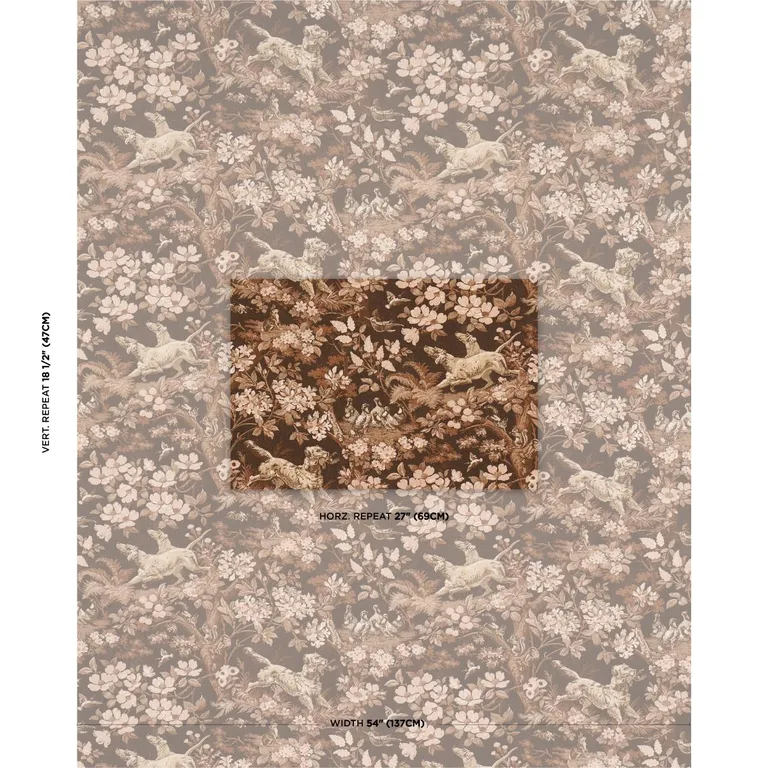 Schumacher 182260 Hound Meadow Sepia fabric swatch