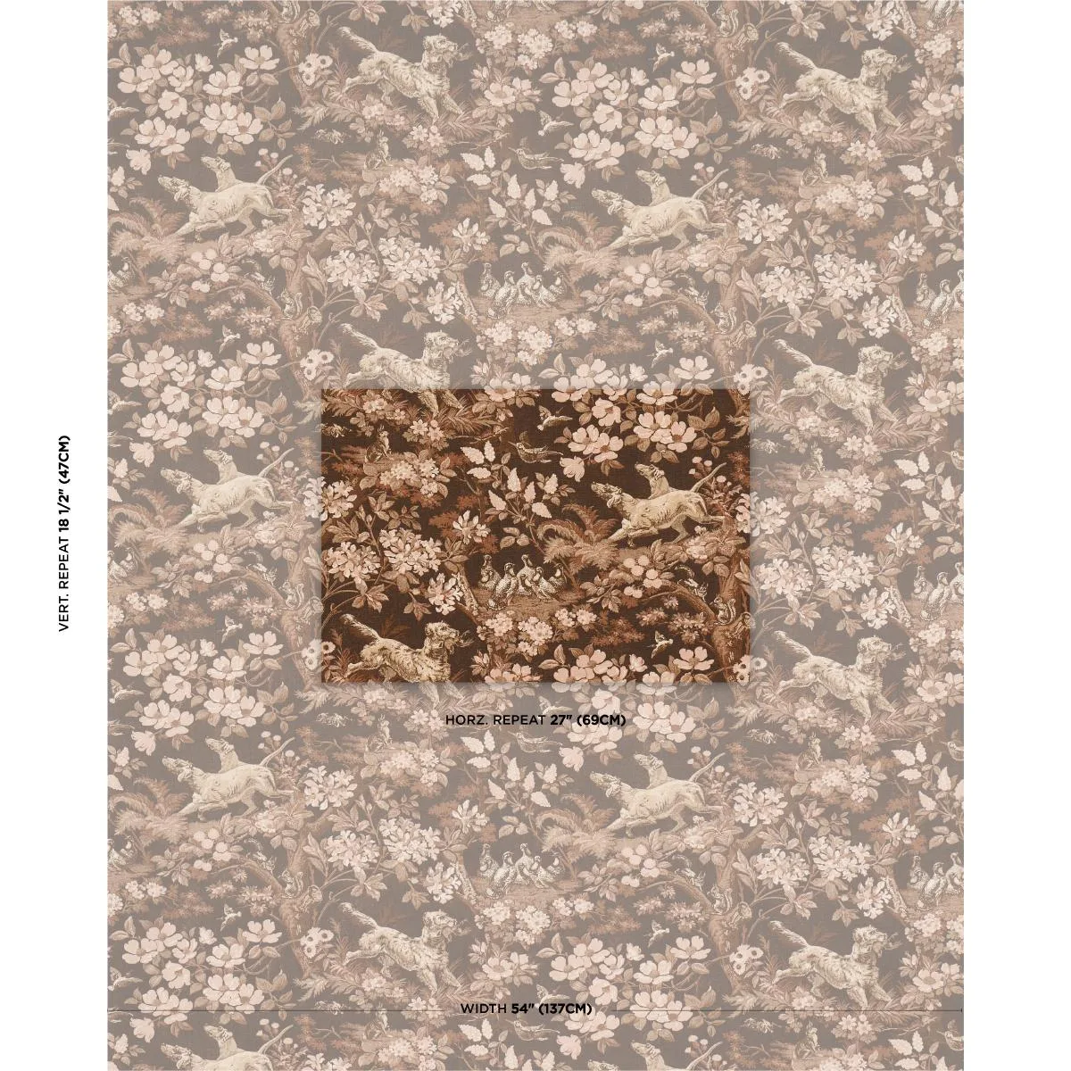 Schumacher 182260 Hound Meadow Sepia fabric swatch