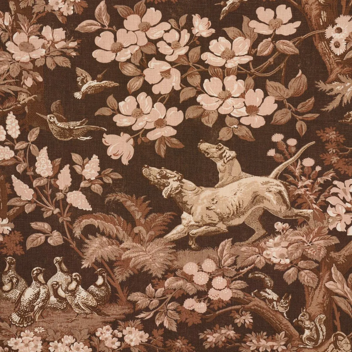 Schumacher 182260 Hound Meadow Sepia fabric swatch