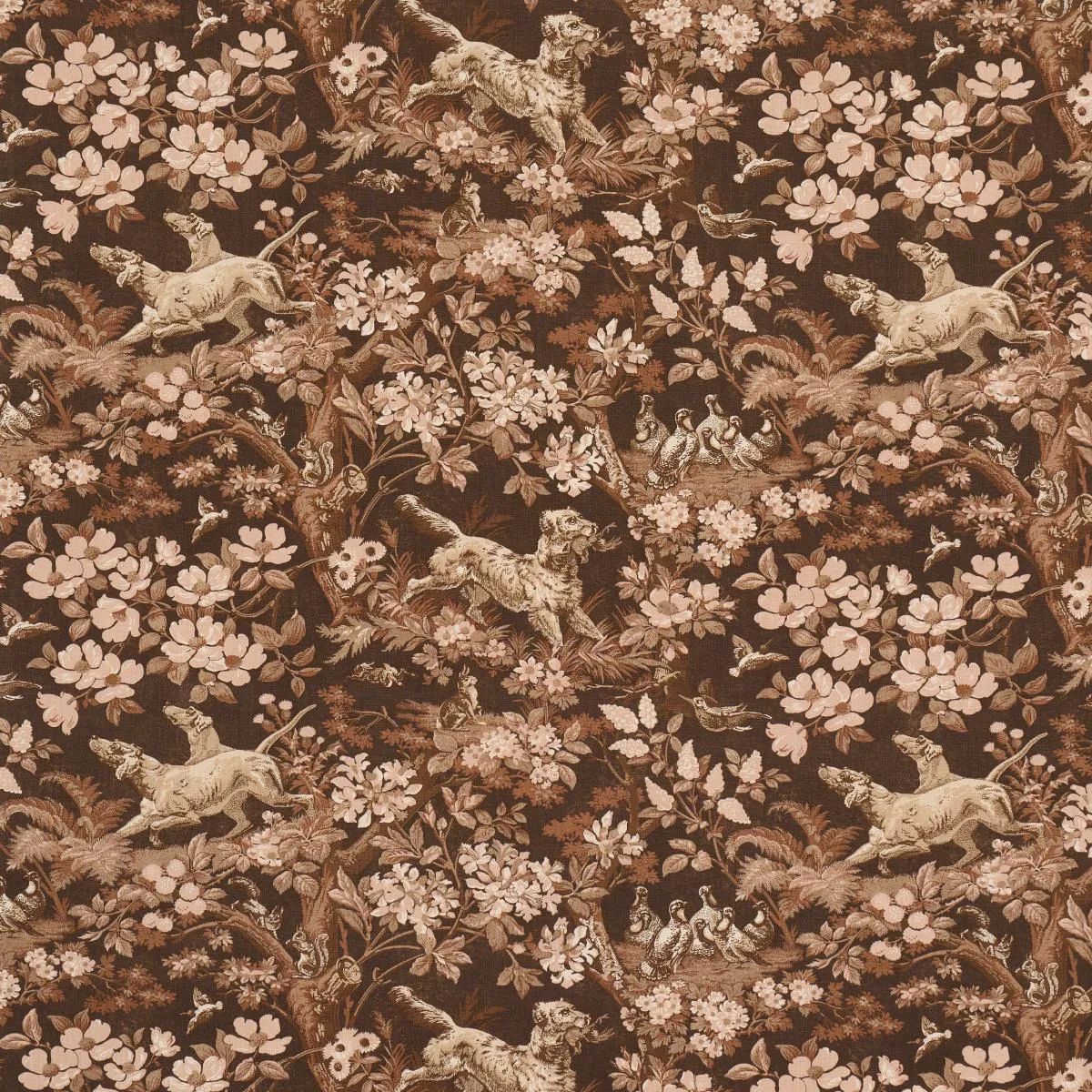 Schumacher 182260 Hound Meadow Sepia fabric swatch