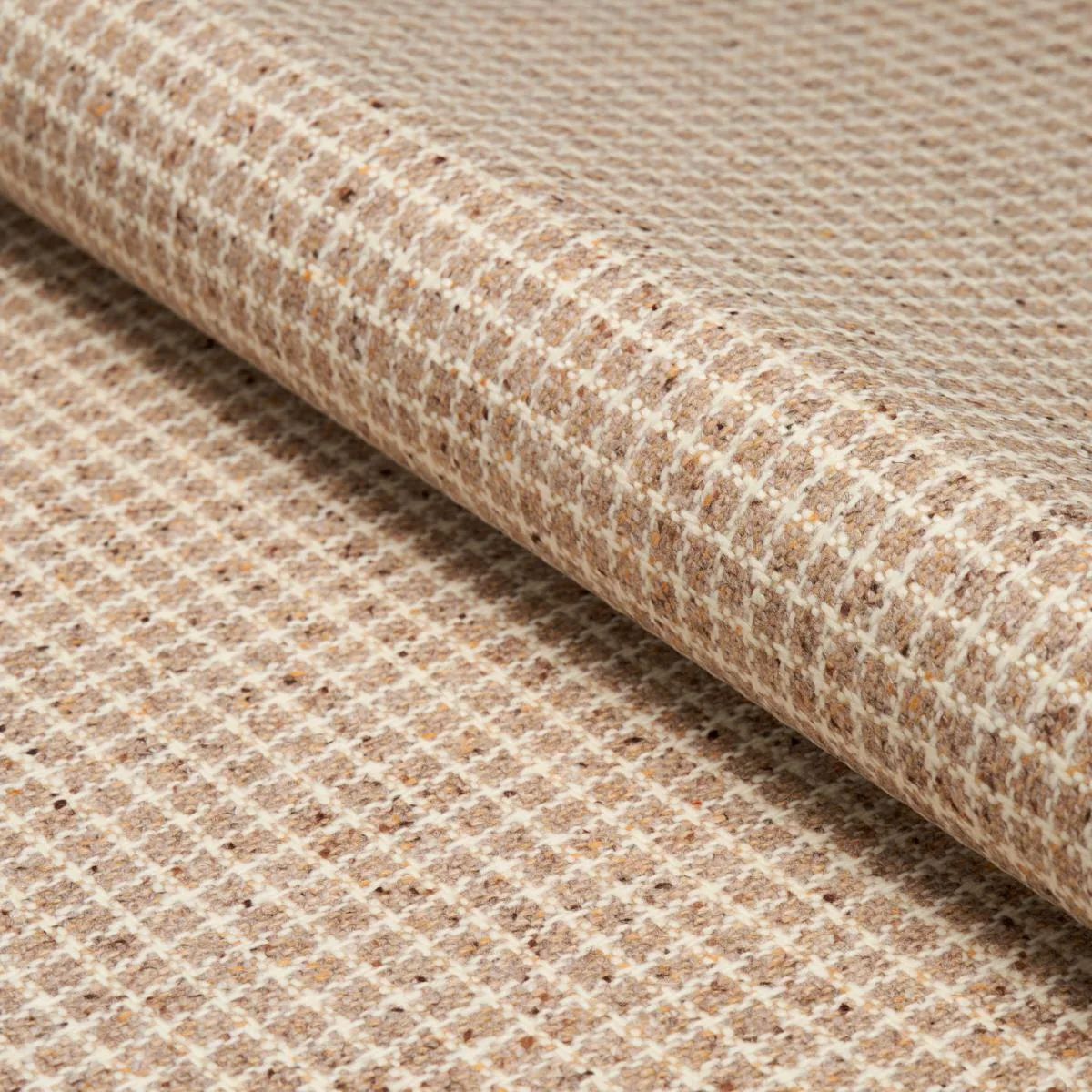 Schumacher 82351 Hudson Wool Check Camel fabric swatch