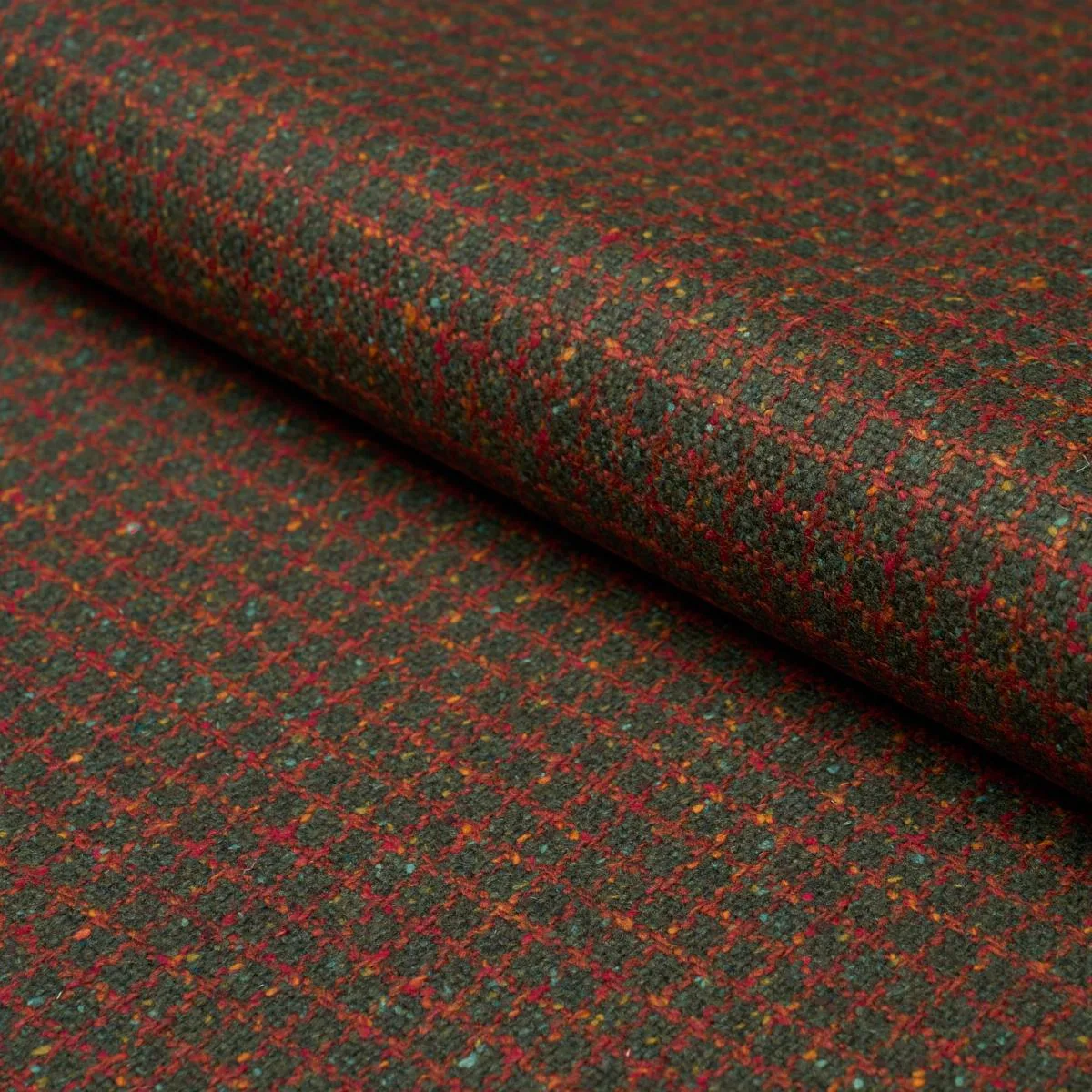 Schumacher 82353 Hudson Wool Check Forest Green fabric swatch