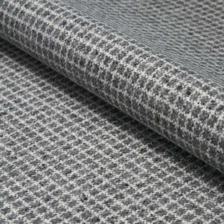 Schumacher 82352 Hudson Wool Check Grey fabric swatch