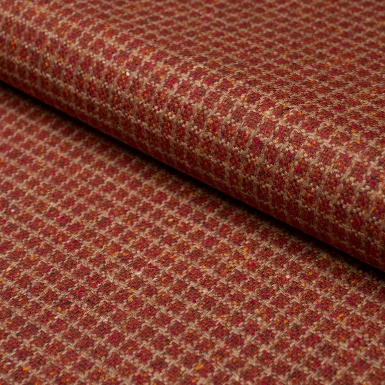 Schumacher 82354 Hudson Wool Check Rust fabric swatch