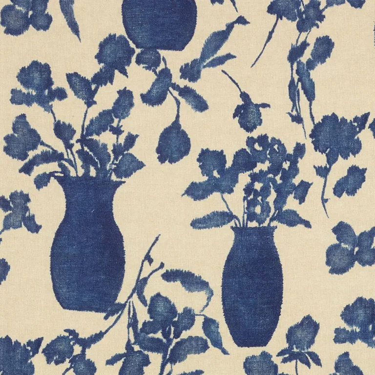 Schumacher 176241 Hugo Floral Indigo fabric swatch