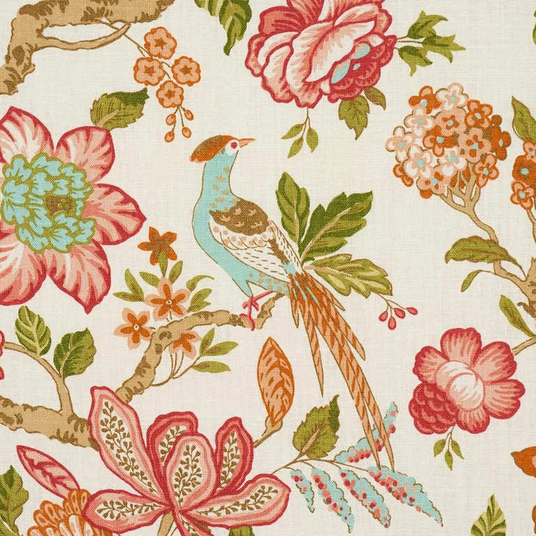 Schumacher 175561 Huntington Gardens Coral fabric swatch