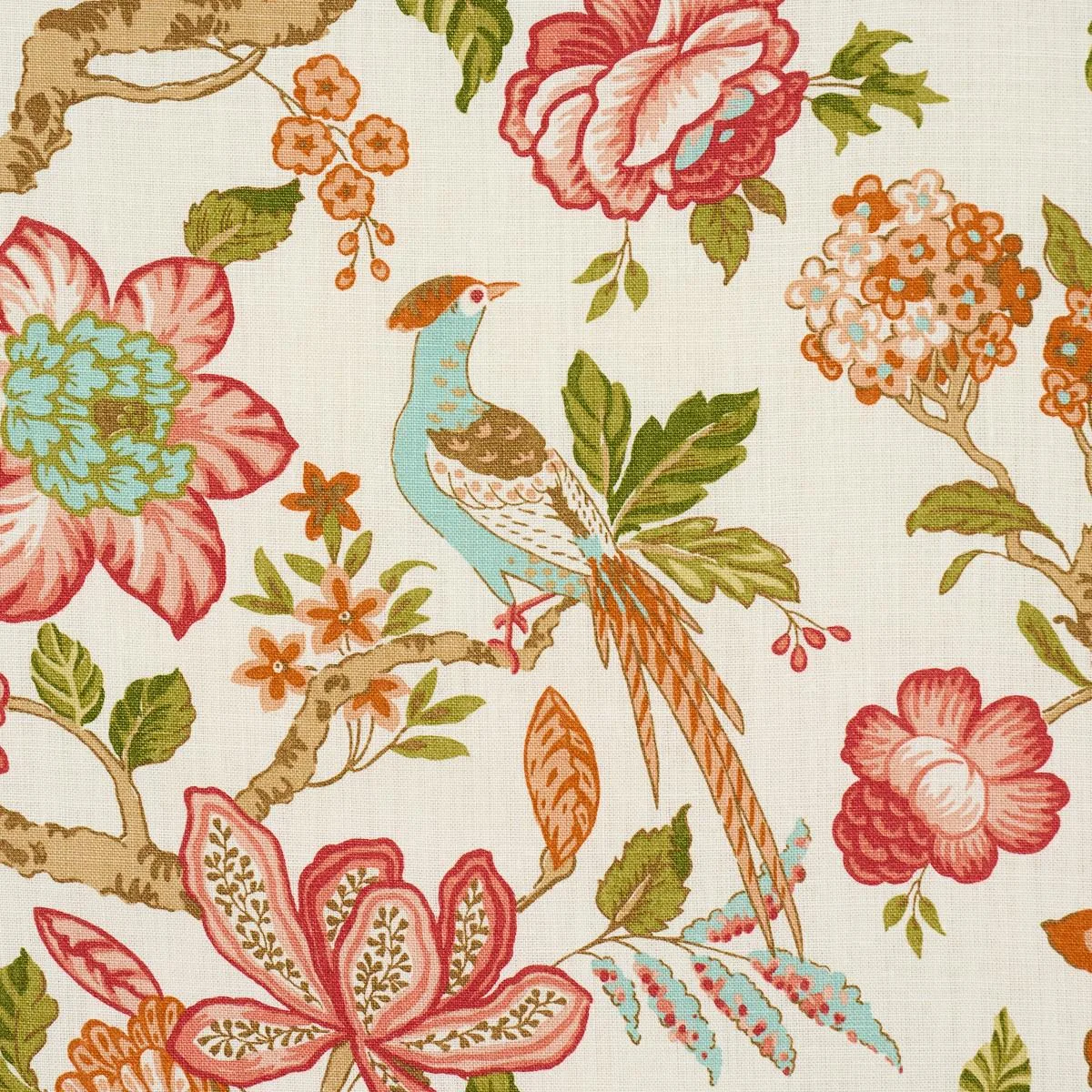 Schumacher 175561 Huntington Gardens Coral fabric swatch