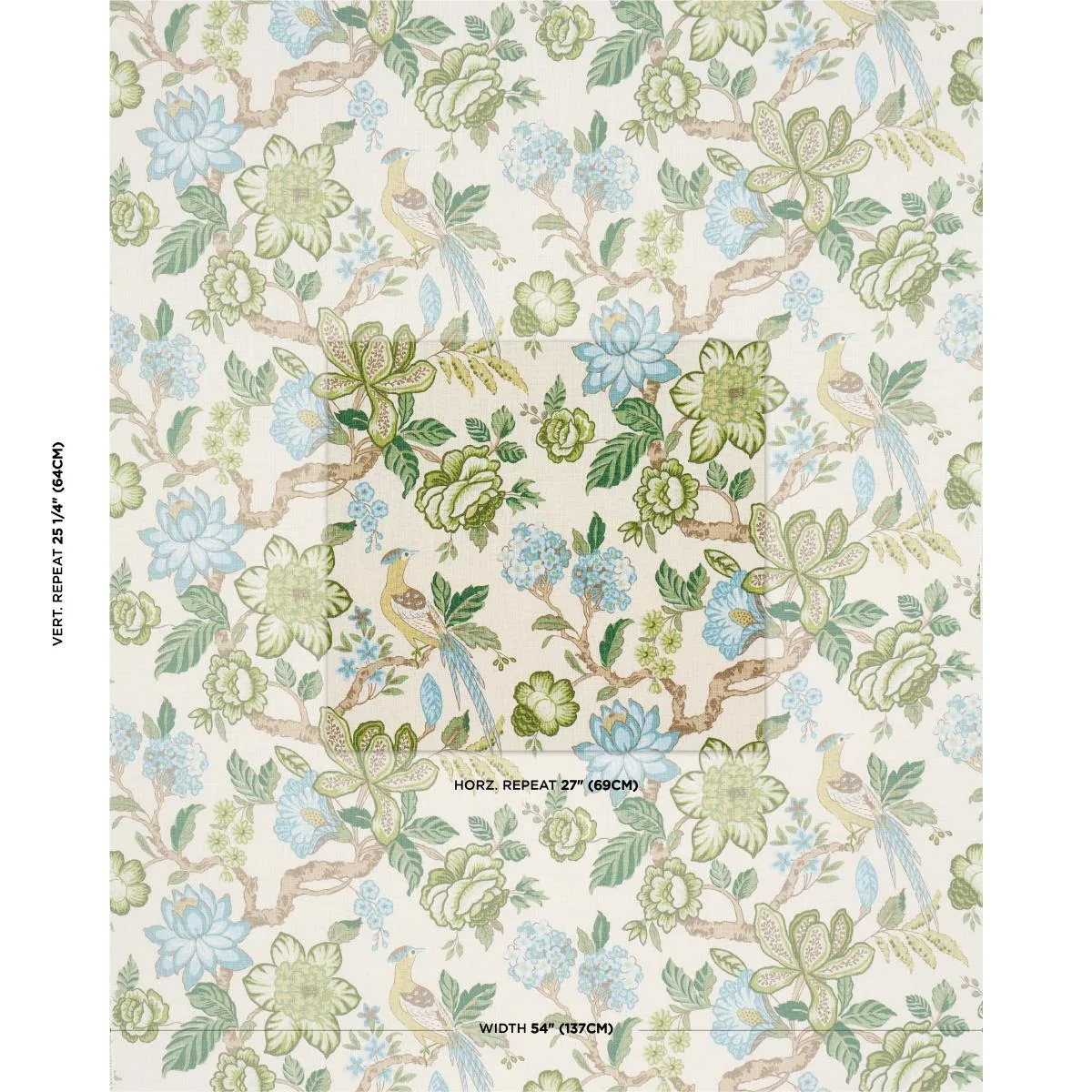 Schumacher 175565 Huntington Gardens Paradis fabric swatch