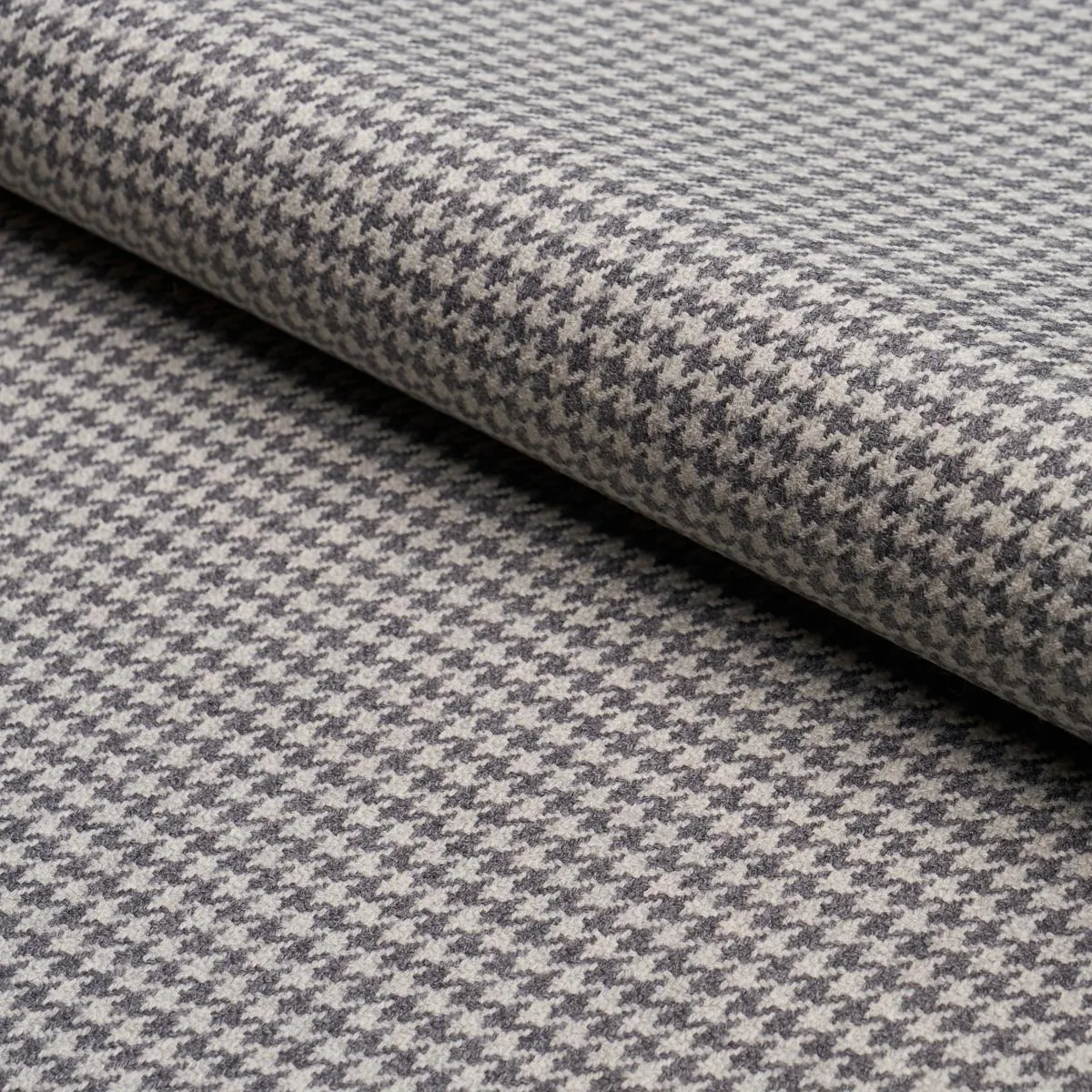 Schumacher 66782 Huston Wool Houndstooth Oxford Grey fabric swatch