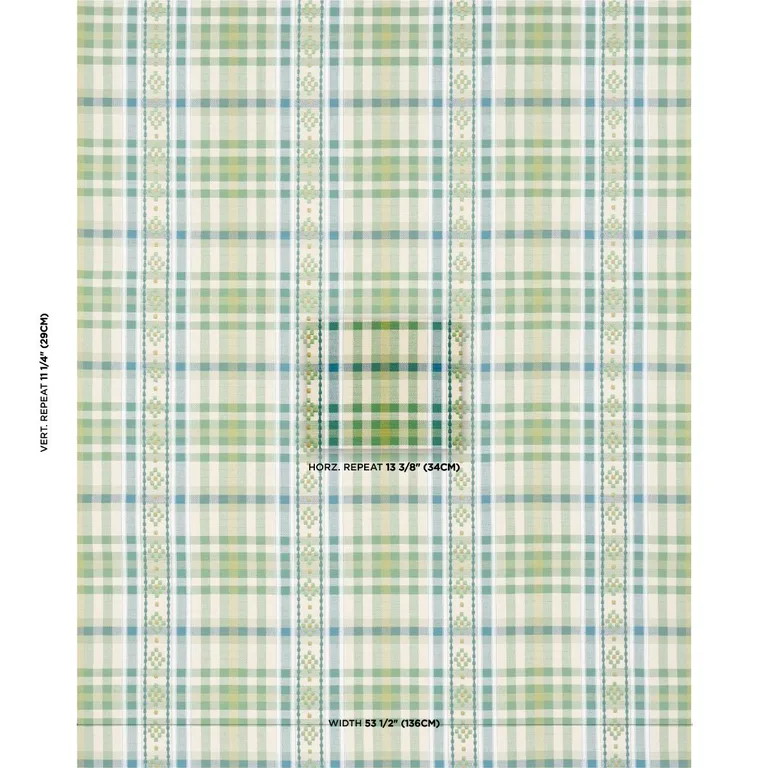 Schumacher 84731 Hutton Hand Woven Check Leaf fabric swatch