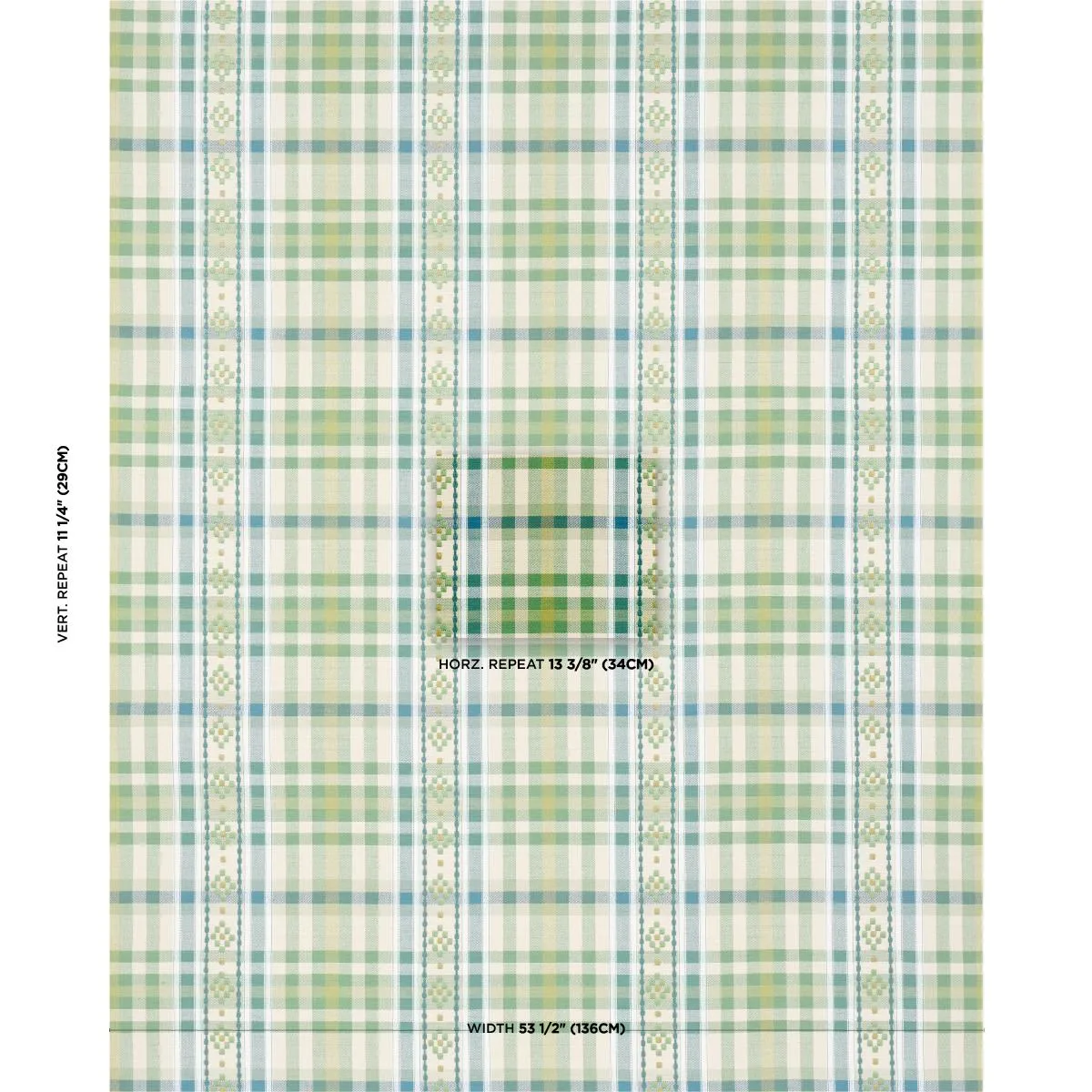 Schumacher 84731 Hutton Hand Woven Check Leaf fabric swatch
