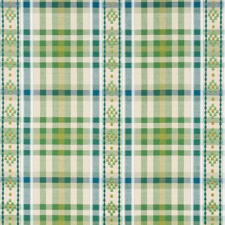 Schumacher 84731 Hutton Hand Woven Check Leaf fabric swatch