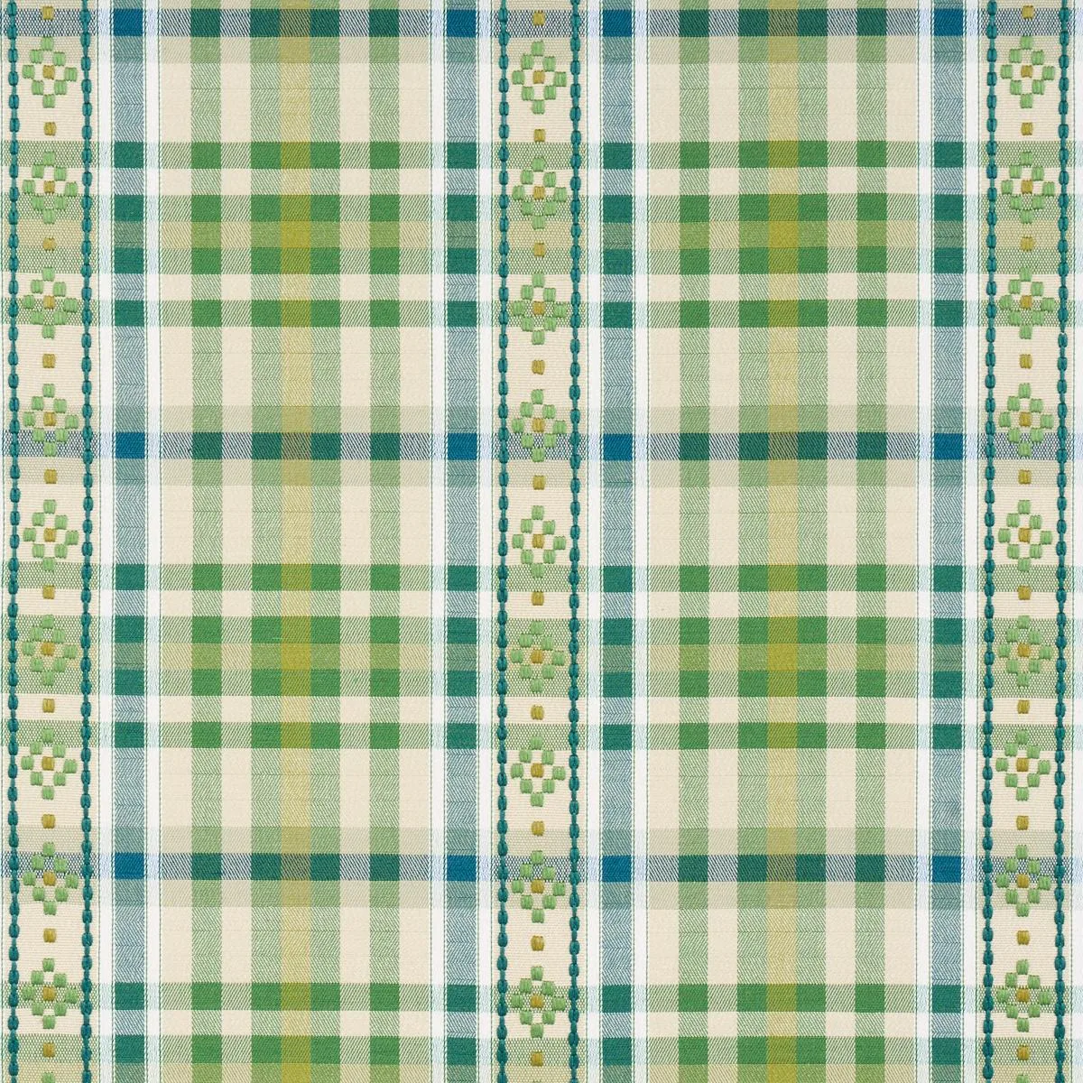 Schumacher 84731 Hutton Hand Woven Check Leaf fabric swatch