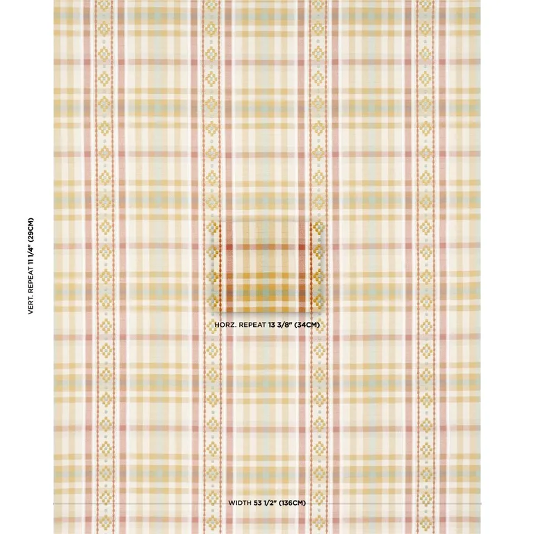 Schumacher 84732 Hutton Hand Woven Check Ochre fabric swatch